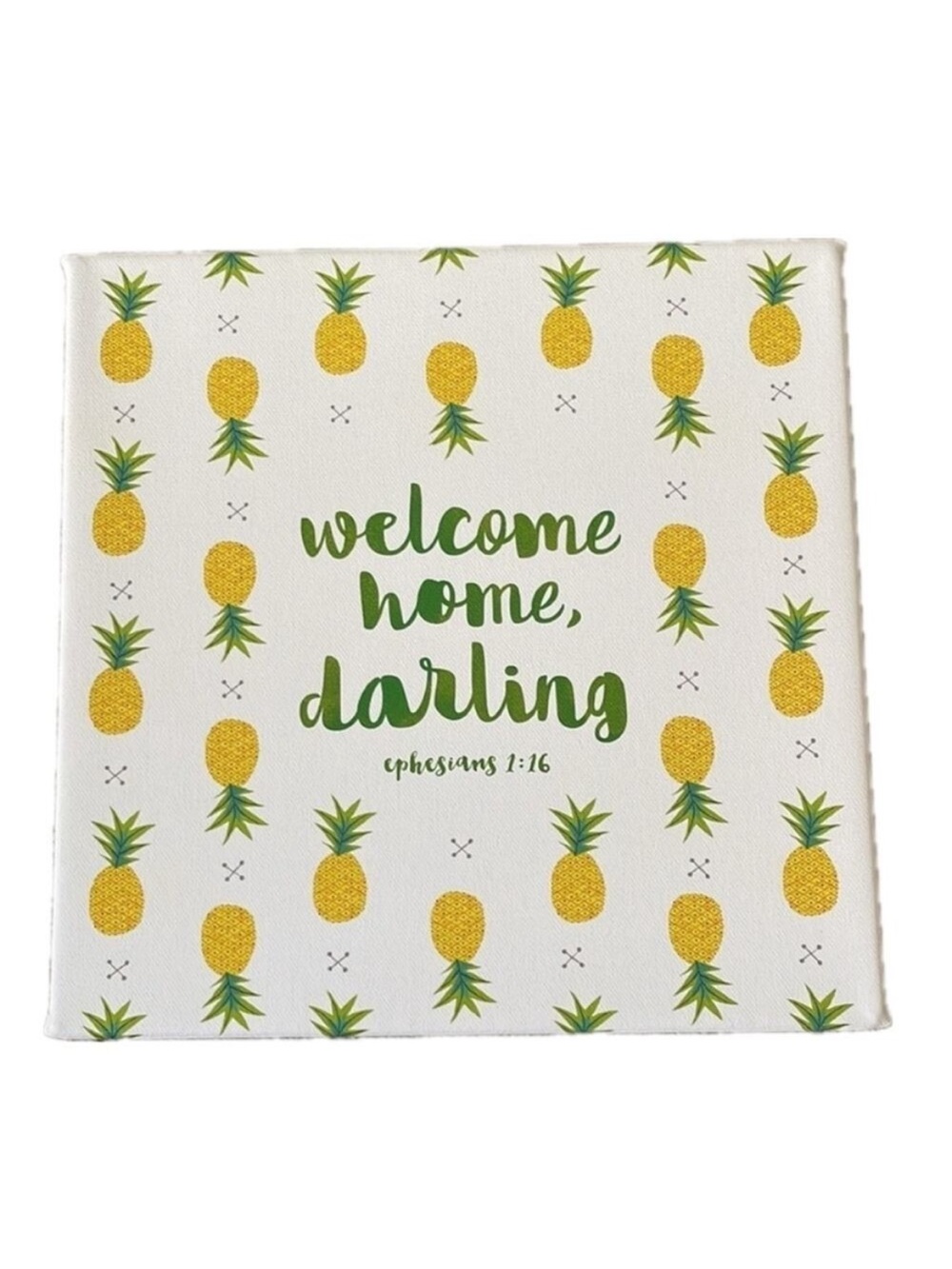 Mary and Martha Hallmark DaySpring Pineapple Stretched Canvas Print Welcome Home
